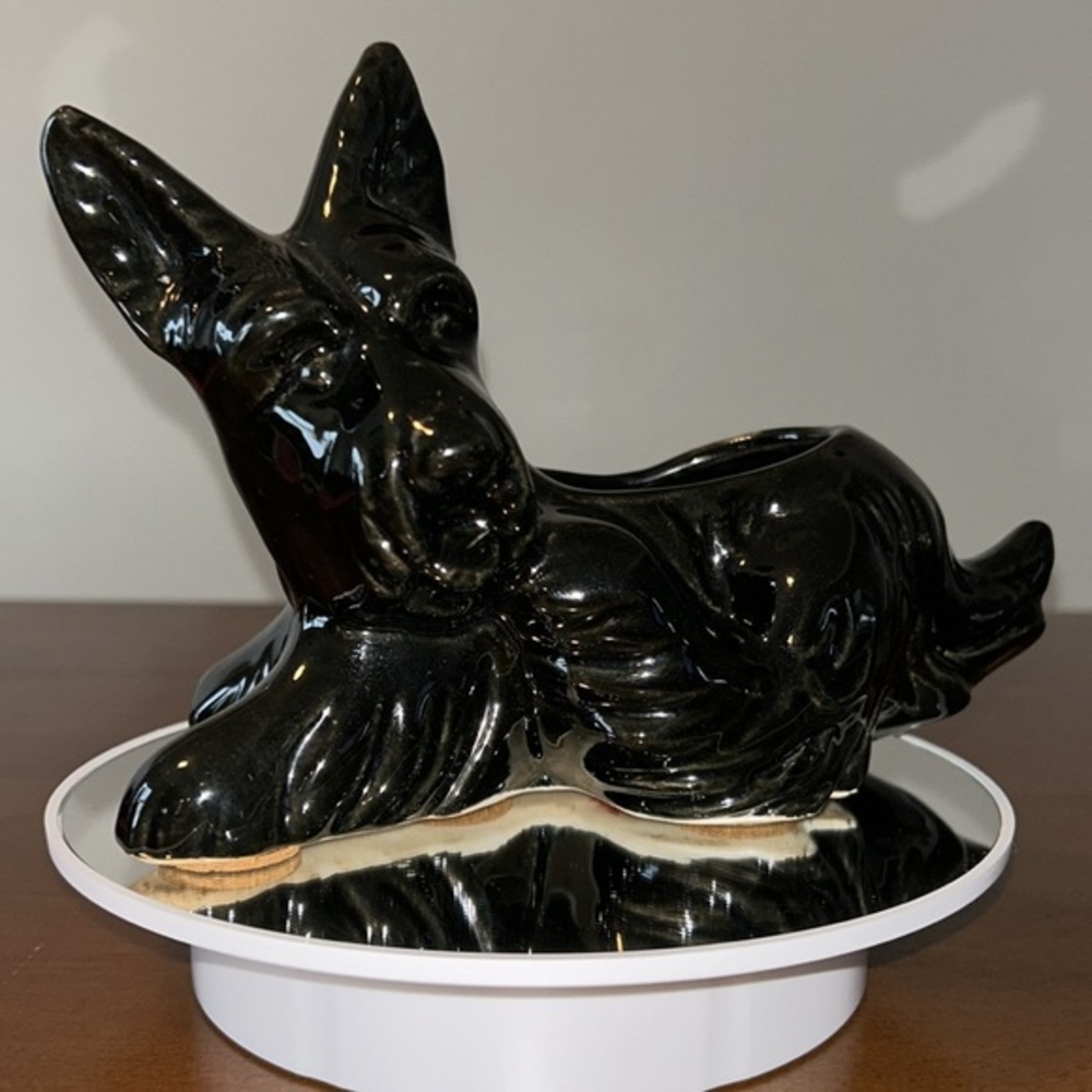 Mid Century Modern Black Scottish Terrier Planter, Excellent Condition Vintage
